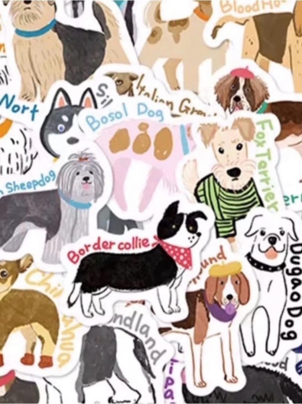 Dog Breed Art  Stickers, pack of 50